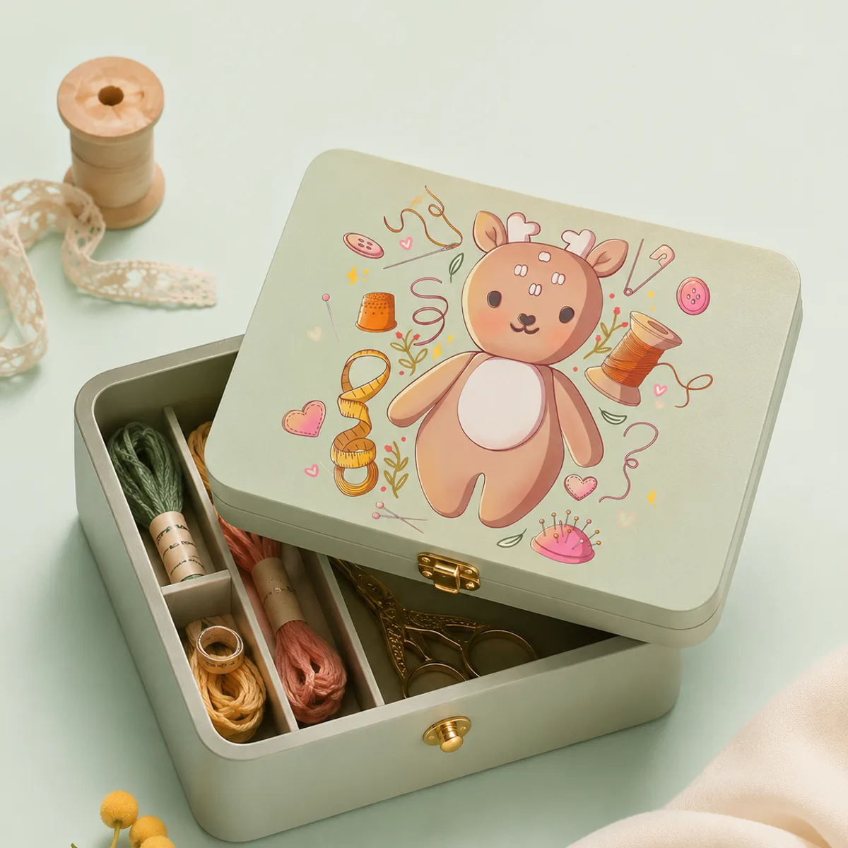 Cute Deer Sewing Illustration — View 2