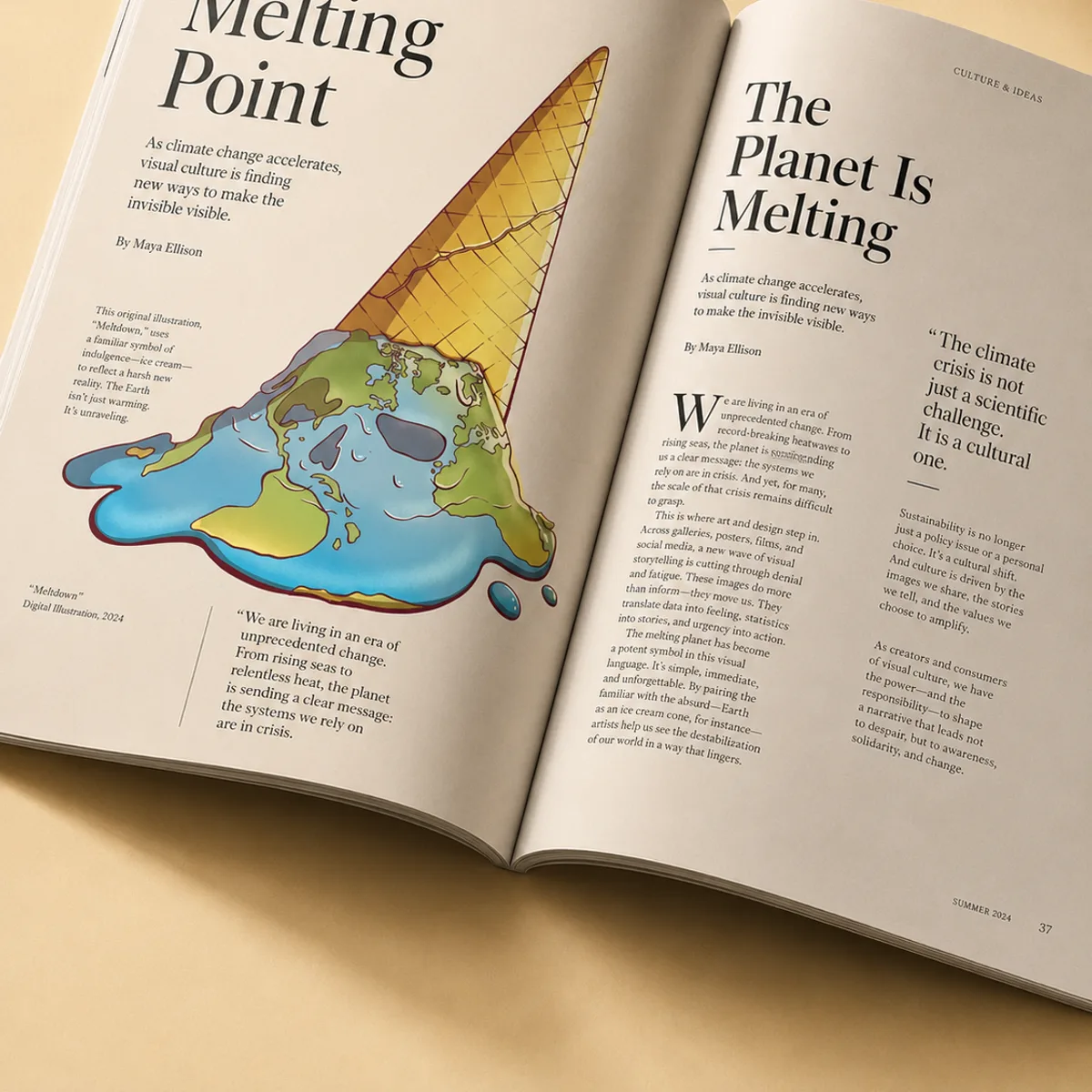Melting Earth Ice Cream Illustration — View 2
