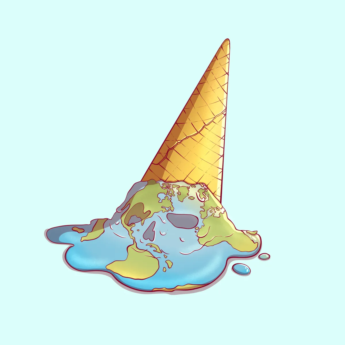 Melting Earth Ice Cream Illustration — free illustration by Lizy Del Busto