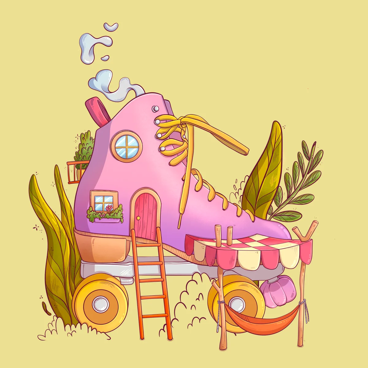 Roller Skate House Illustration — free illustration by Lizy Del Busto