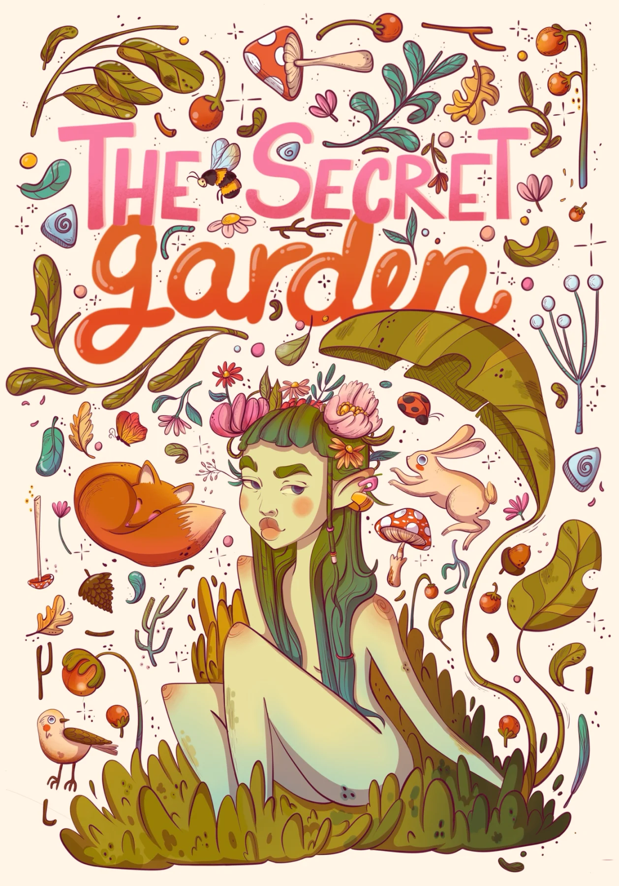 Comparison between the original square illustration and the expanded fictional book cover